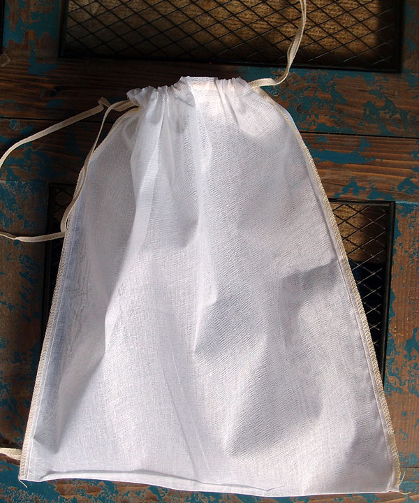 Cheesecloth Bags with Drawstring 12" x 14" (12 Pk) Ivory Edge - Click Image to Close