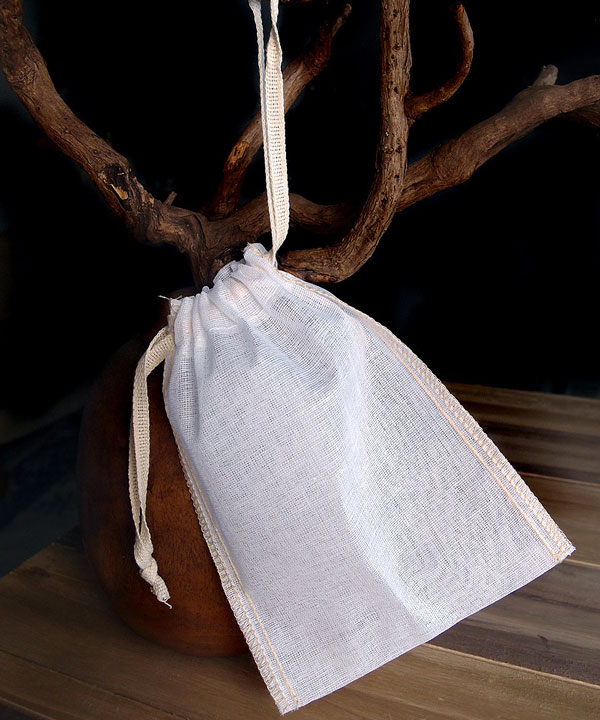 Cheesecloth Bags with Drawstring 4" x 6" (12 Pk) Ivory Edge
