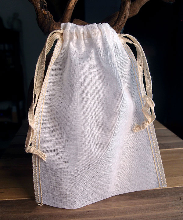 Cheesecloth Bags with Drawstring 5" x 7" (12 Pk) Ivory Edge
