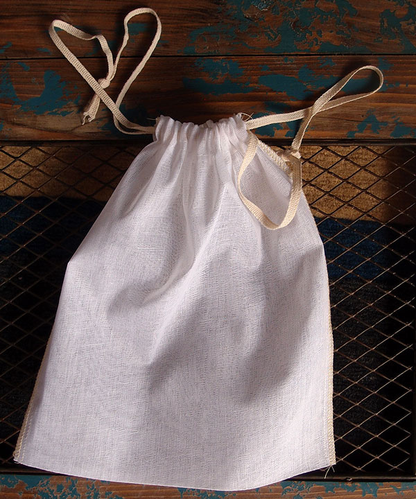 Cheesecloth Bags with Drawstring 8" x 10" (12 Pk) Ivory Edge - Click Image to Close